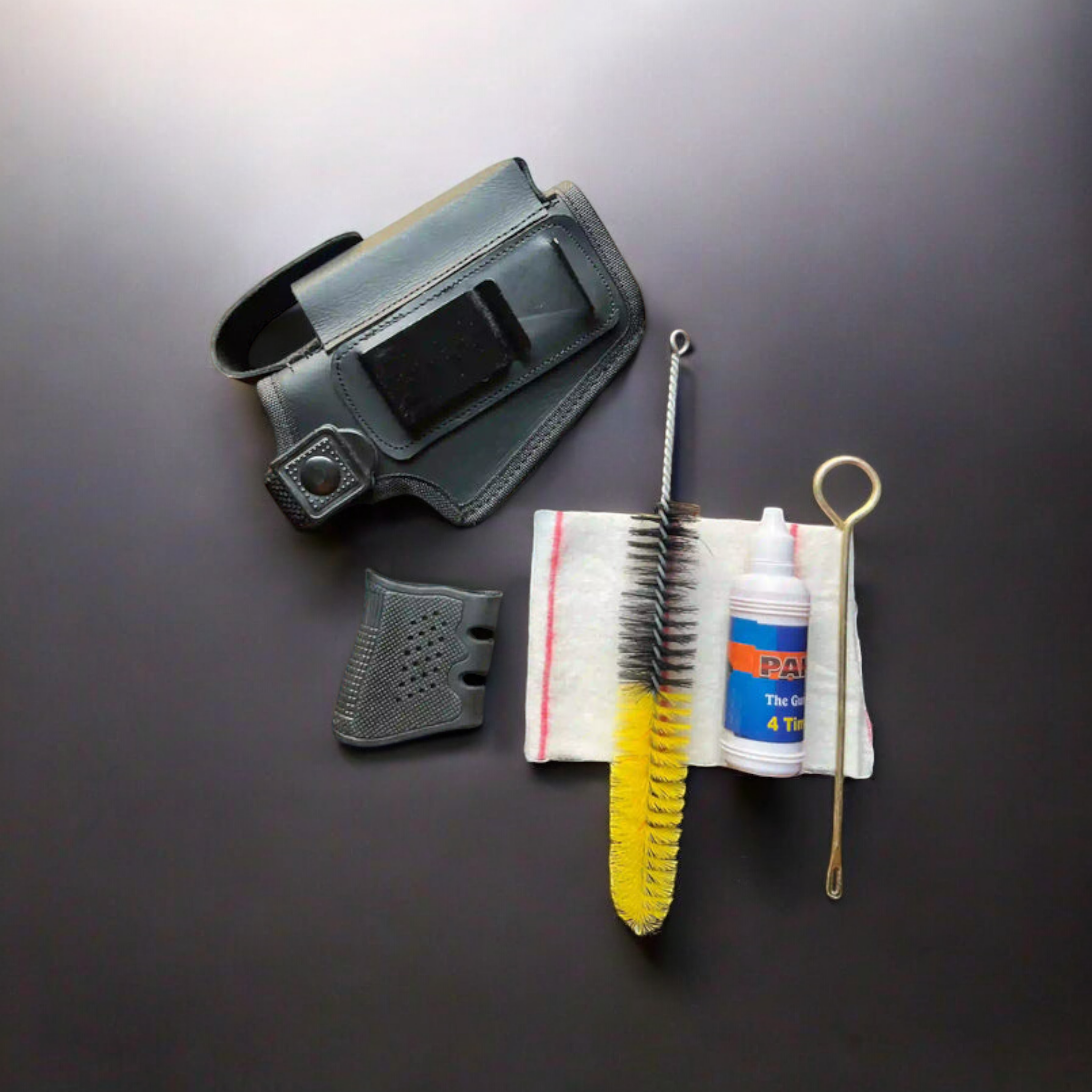 3-in-1 Deal: Leather Inner-Outer Holster Cleaning Kit and Silicone Rubber Grip!