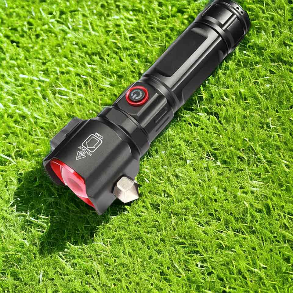 Multi-Functional 1KM Long Range Led Emergency Flashlight With Type-C Charging Powerbank Function