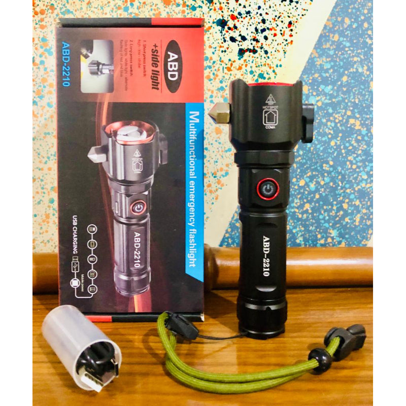 Multi-Functional 1KM Long Range Led Emergency Flashlight With Type-C Charging Powerbank Function